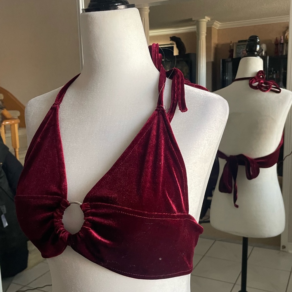 Red Velvet-Like Bra Top | Size S
